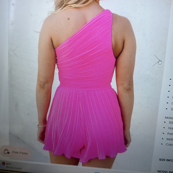 Summer stroll pink one shoulder romper - Picture 3 of 6